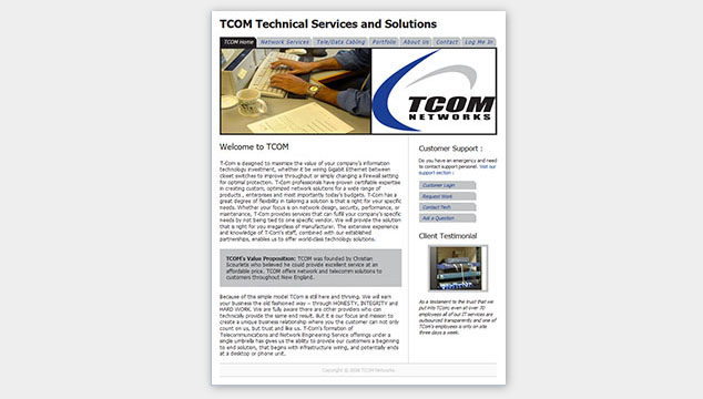 TCom Networks old homepage